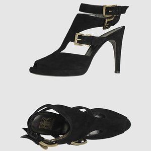 NIB $345 Trussardi suede double ankle buckle sandals. IT 8.5 US 7.5